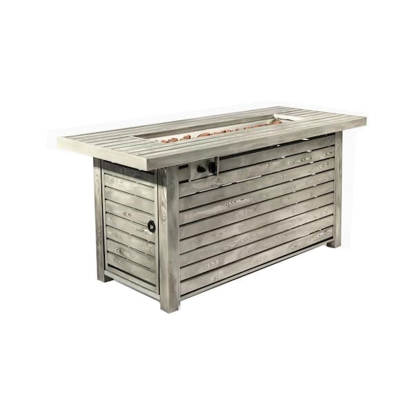 Boosicavelly 53.5 in. W x 22 in. D x 24 in. H Rectangle Steel Gas Patio Fire Pits in Light Beige