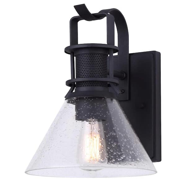 CANARM Avery Matte Black Outdoor Hardwired Wall Sconce with No Bulb Included