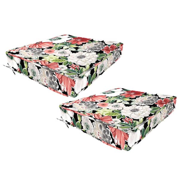 Jordan Manufacturing 24 in. W x 24 in. D x 5 in. T Square Outdoor Deep Seat Cushion in Tamani Black (2-Pack)