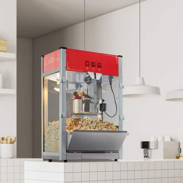 1440-Watt 12 oz. Red Countertop Popcorn Maker Kettle Commercial Popcorn Machine with 3-Switch Control