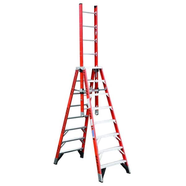 Werner 8 ft. Fiberglass Extension Trestle Step Ladder with 300 lb. Load Capacity Type IA Duty Rating