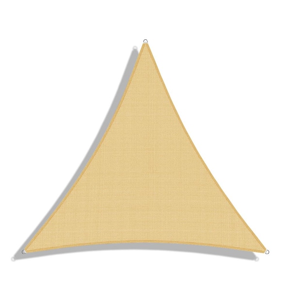 BANSA ROSE 24 ft. x 24 ft. Sand Triangle Sun Shade Sail with A Ring Steel Wire Equilateral Triangle Canopy Cover UV Blockage