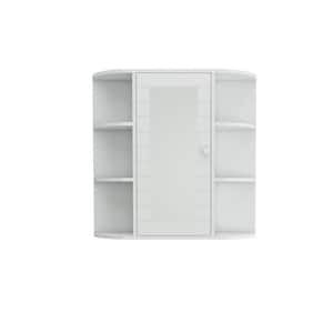 23 in. W x 23 in. H Rectangular Wood Medicine Cabinet with Mirror, 6-Open Shelves and 3-Adjustable Shelves in White