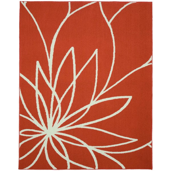 Garland Rug Grand Floral Santa Fe Coral/Ivory 5 ft. x 7 ft. Area Rug