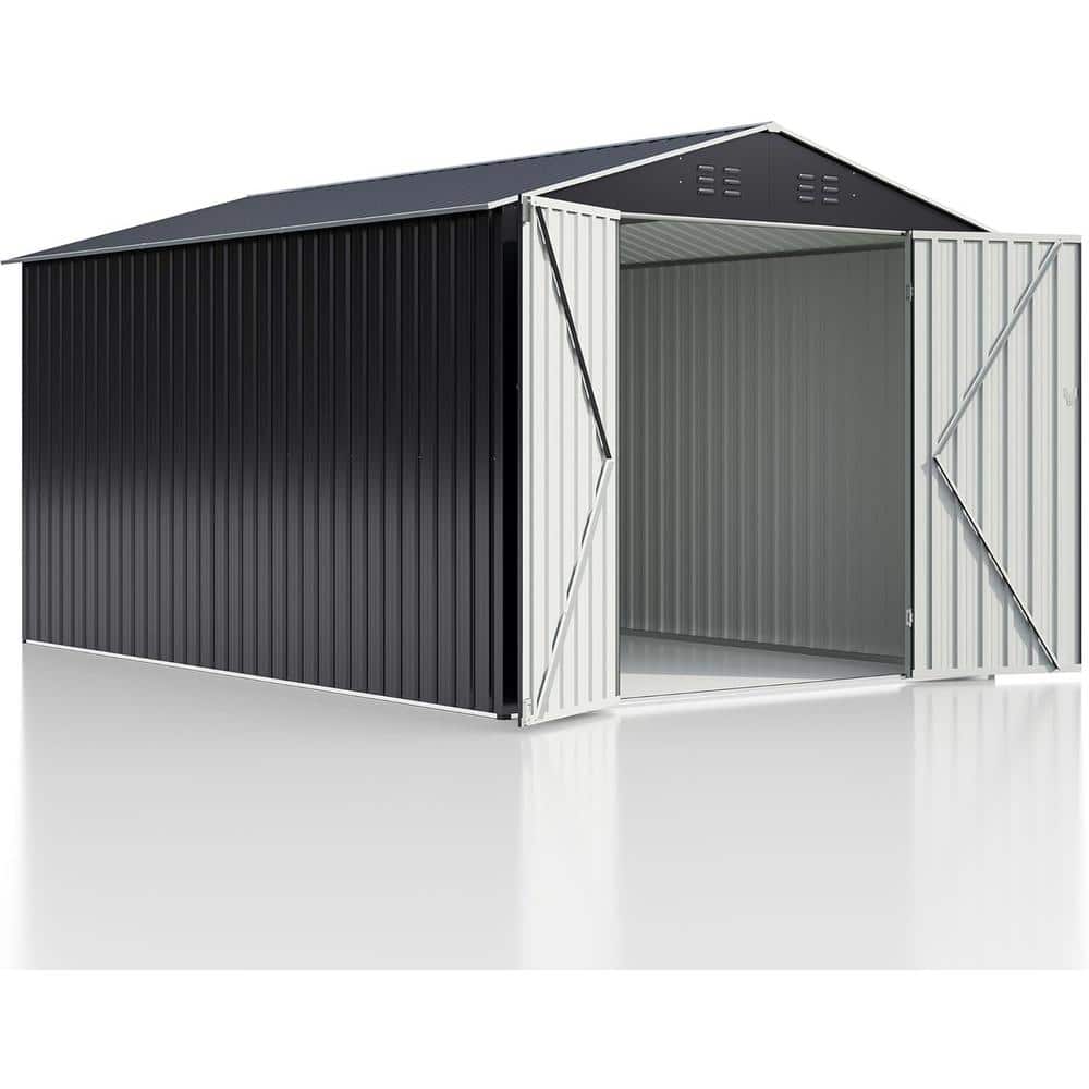 VIWAT 10 ft. W x 10 ft. D Metal Outdoor Storage Garden Tool Steel