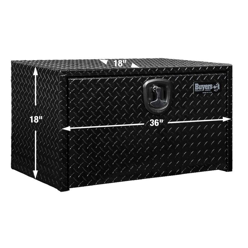 18 in. x 18 in. x 36 in. Gloss Black Diamond Tread Aluminum Underbody Truck Tool Box