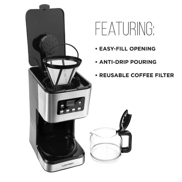 Chefman Black 12-Cup Programmable Coffeemaker at