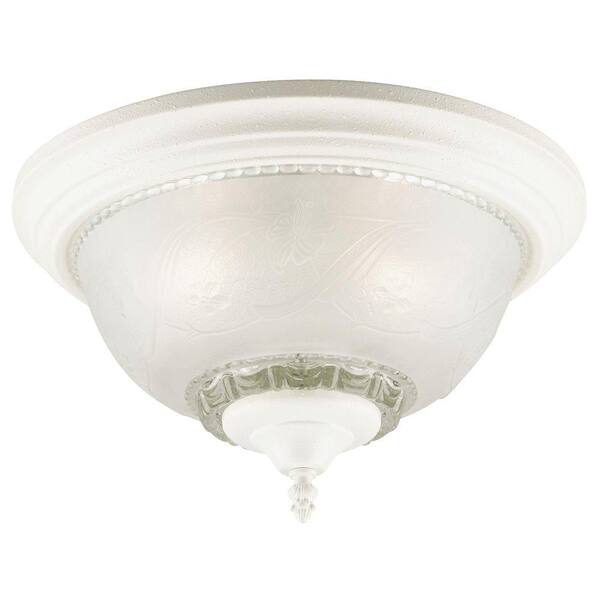 Westinghouse 3-Light Textured White Interior Ceiling Flushmount with Embossed Floral and Leaf Design Glass