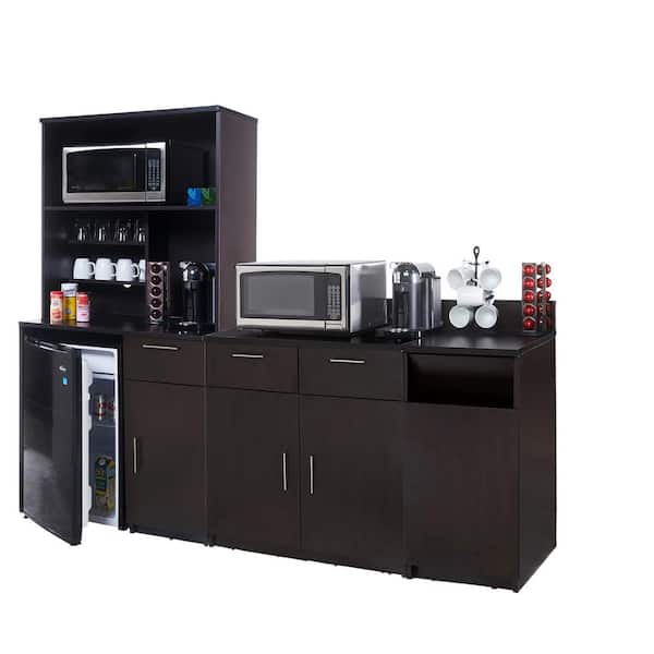 Breaktime Coffee Kitchen Espresso Sideboard with Lunch Break Room Functionality with Assembled Commercial Grade (4-Piece)