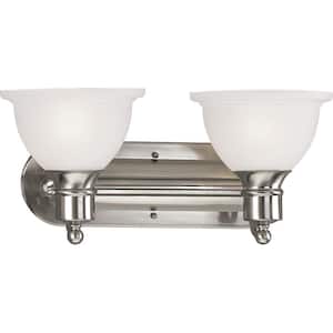 Madison Collection 2-Light Brushed Nickel Etched Glass Traditional Bath Vanity Light