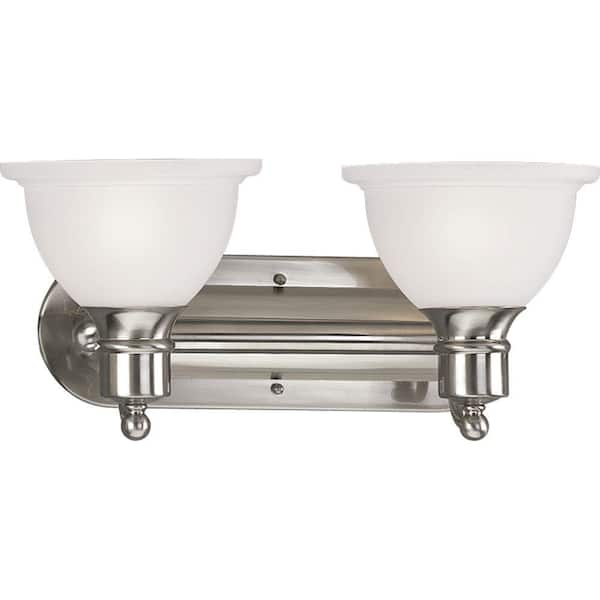 Progress Lighting Madison Collection 2-Light Brushed Nickel Etched Glass Traditional Bath Vanity Light