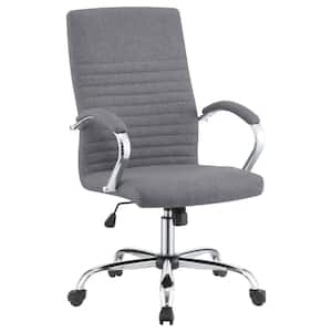Abisko Fabric Upholstered Casters Office Chair in Gray and Chrome with Arms