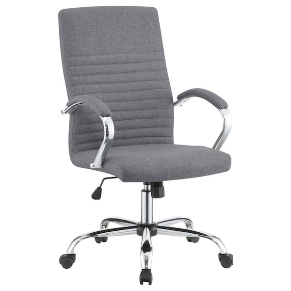 Coaster Abisko Fabric Upholstered Casters Office Chair in Gray and Chrome with Arms