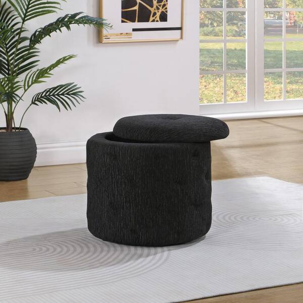 Convenience Concepts Designs4Comfort Sandstone Fabric Round Storage Ottoman  R9-210 - The Home Depot