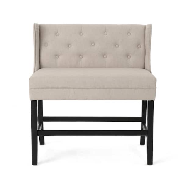 Noble House Paulina 28 in. Tufted Back Wheat Fabric 2-Seater Winged Loveseat Bar Stool