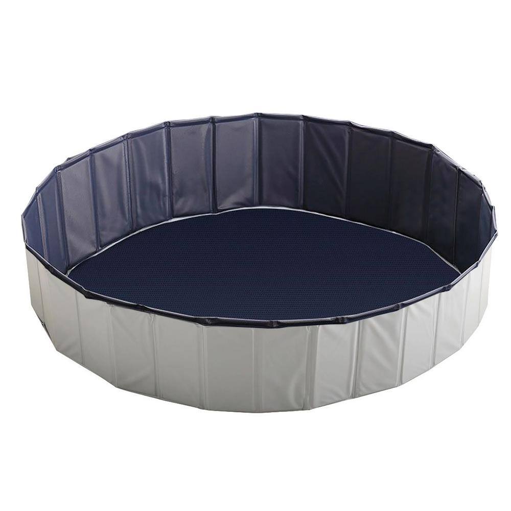 Blue Summer Outdoor Backyard Pool for Kids Kiddie Pool Plastic Swimming Pool Portable Pet Bathing Tub Foldable Dog Pool Children Dogs and Cats 63x11.8 