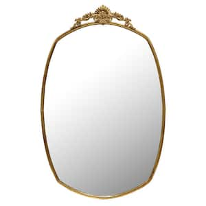 Classic French Irregular Mirror with Antique Gold Finish Metal Frame 25 in. x 40 in.