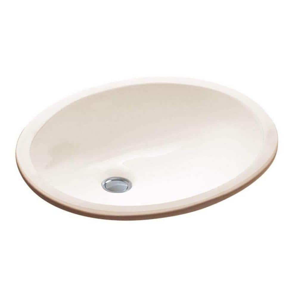FINE FIXTURES 19.50 in. Oval Ceramic Bathroom Sink in Biscui UM1714BI