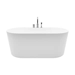 Coral 56 in. Acrylic Freestanding Flatbottom Non-Whirlpool Bathtub in White All-in-One Kit