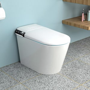 1-Piece 1.28 GPF Single Flush Elongated Smart Toilet in White with Heated Bidet Seat and Auto Open & Close
