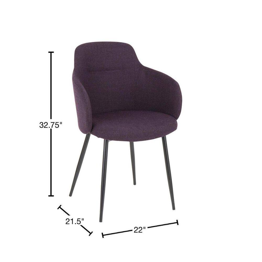 High-Back Industrial Upholstered Arm Chair in Black and Purple