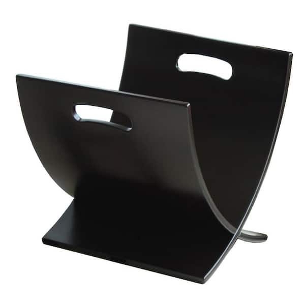 Black Wood Freestanding Magazine Rack 13"W x 12"H