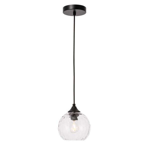 Timeless Home Calvin 5.9 in. W x 5.2 in. H 1-Light Black Pendant with ...