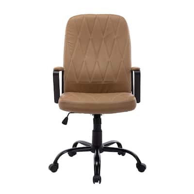 Camel PU Leather Ergonomic Executive Task Chair with Swivel Wheels and Height Adjustable