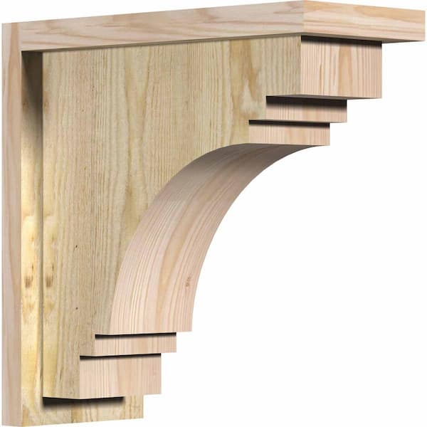 Ekena Millwork 6 in. x 14 in. x 14 in. Douglas Fir Pescadero Rough Sawn Corbel with Backplate
