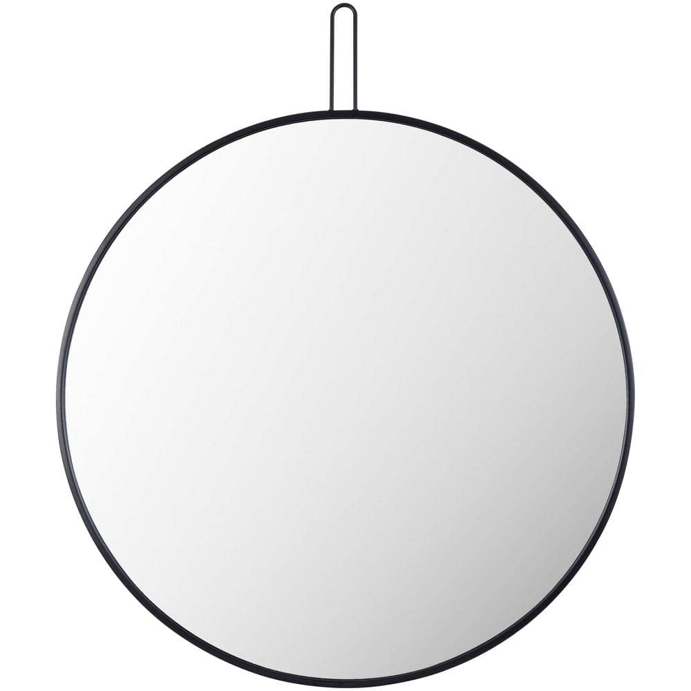 Dermot Black Metal Round Wall Mirror