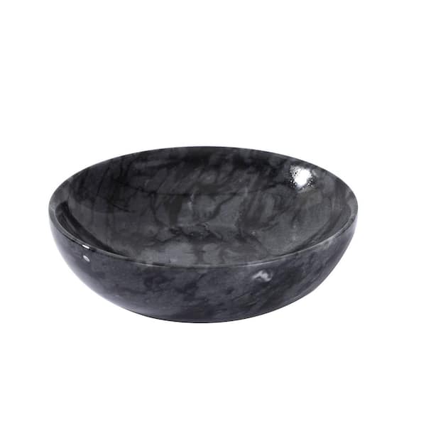 Black Round Marble 4.72 in. Decorative Bowl 1-Pack for Home Decor Soap Serving Bowl, Incense Burner, Key Bowl
