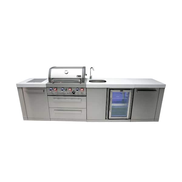 MONT ALPI Premium 4-Burner 120 in. Outdoor Kitchen + Refrigerator