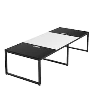 Cassey 94.48 in. Rectangular Black/White Engineered Wood and Metal Computer Desk Conference Table Meeting Seminar Table