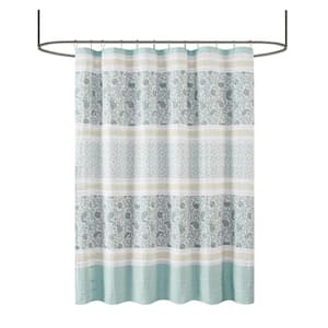 Vanessa Blue 72 in. Cotton Shower Curtain