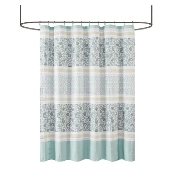 Vanessa Blue 72 in. Cotton Shower Curtain