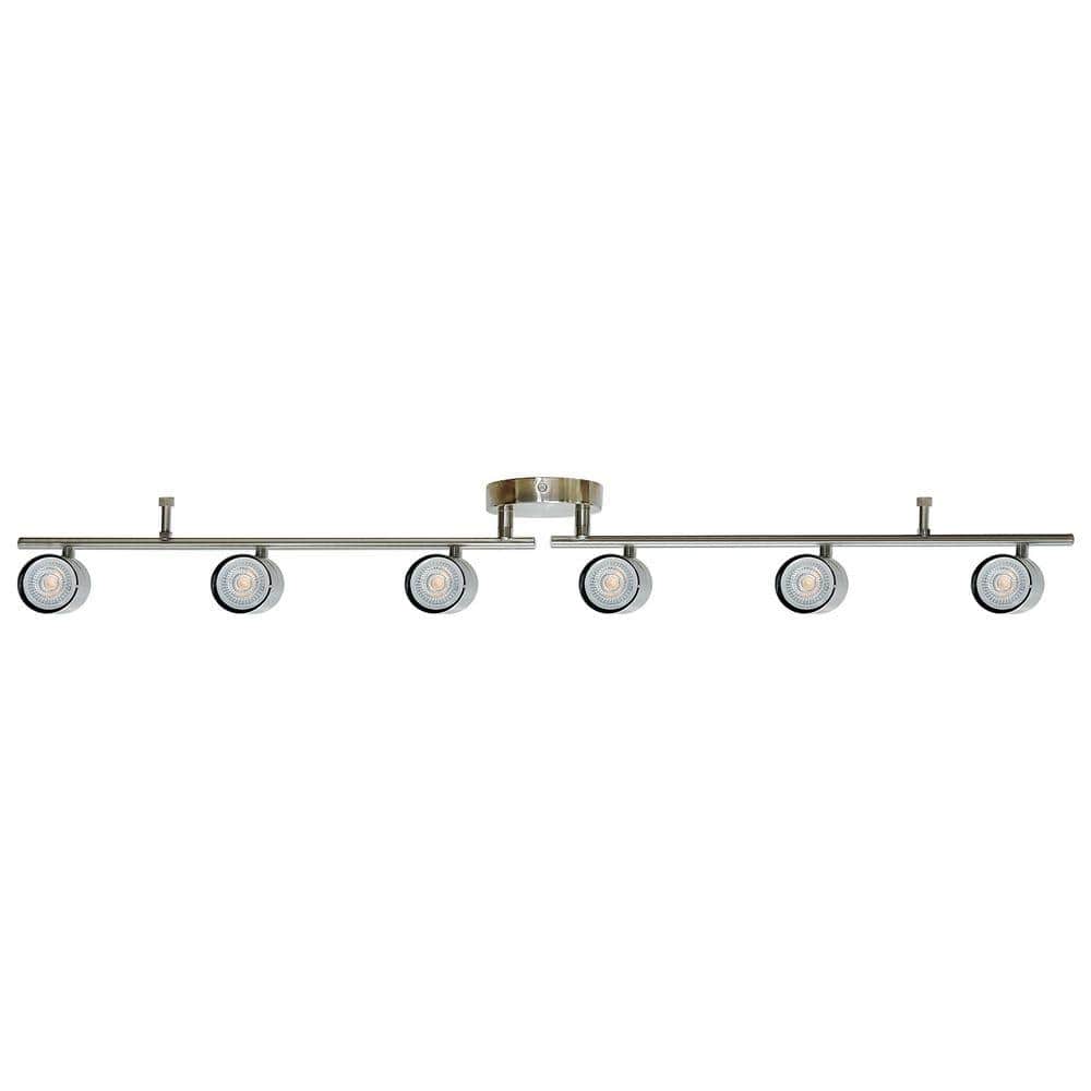 Lecoht 44.5 in. 6-Light Brushed Nickle Integrated LED Hardwired Fix ...