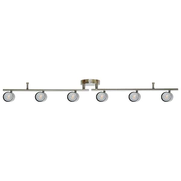 44.5 in. 6-Light Brushed Nickle Integrated LED Hardwired Fix Track Lighting with Cylinder Head and Gu10-Bulb