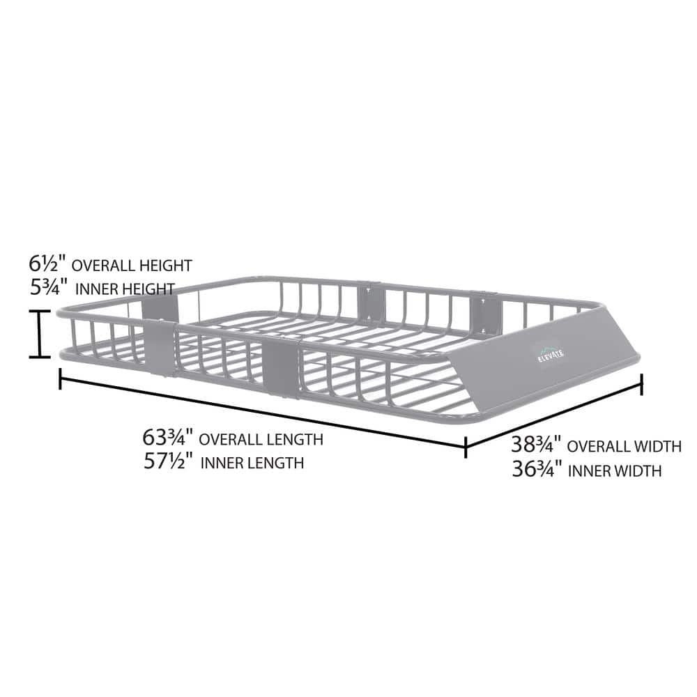 Elevate Outdoor RBC-6245HD Black X-Large Steel Roof Cargo Basket
