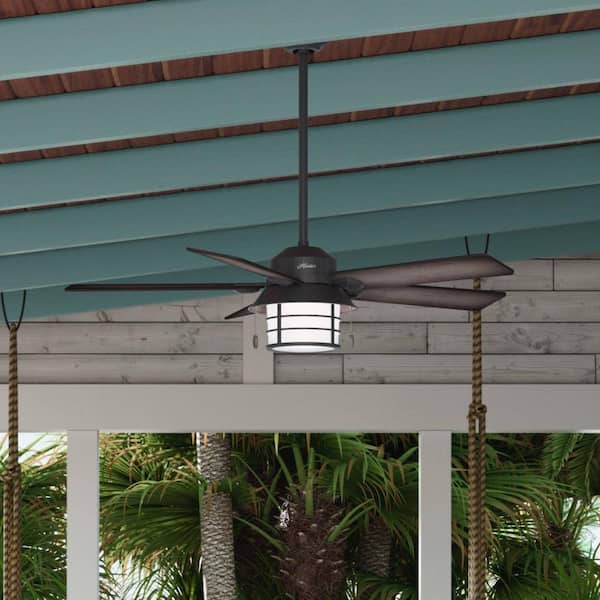 Key Biscayne 54 in. Indoor/Outdoor Weathered Zinc Gray Ceiling Fan with Light Kit