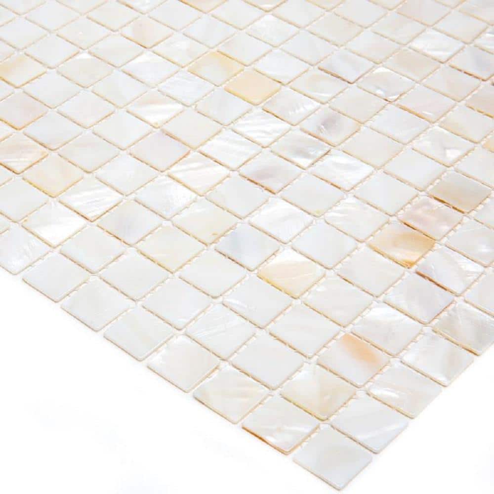12" x 12" Shell White Polished Mosaic Tile