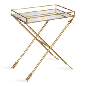 Madeira 14.00 in. D Satin Gold 25.25 in. H Rectangle Metal End Table