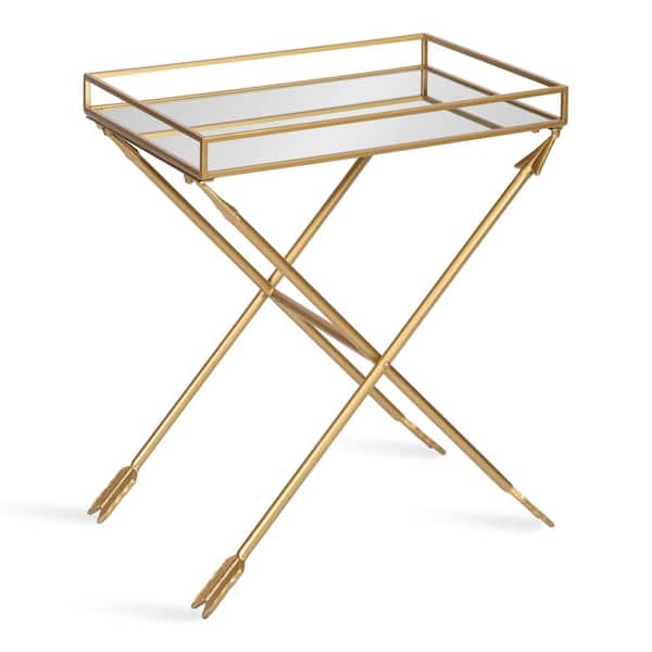 Kate and Laurel Madeira 14.00 in. D Satin Gold 25.25 in. H Rectangle Metal End Table