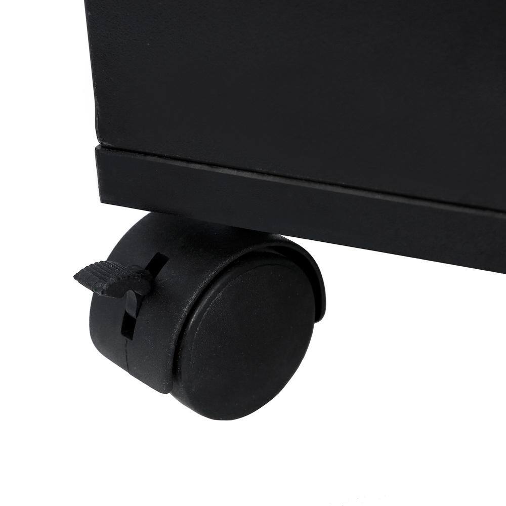 Black Wood Salon Trolley Storage Cart with Lockable Wheels