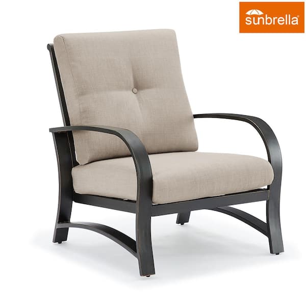 ULAX FURNITURE 1-Piece Aluminum Outdoor Lounge Chair with Sunbrella Beige Cushions