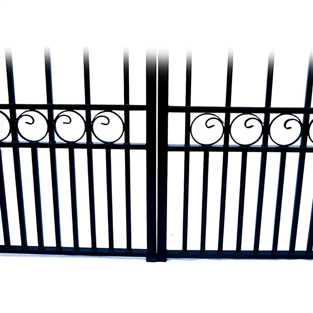 London Style Black Steel Dual Swing Driveway Gate 14 x 6 Feet