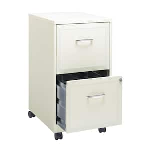 18 in. D 2-Drawer Pearl White Metal Letter Width 14.25 in. W Mobile Vertical File Cabinet