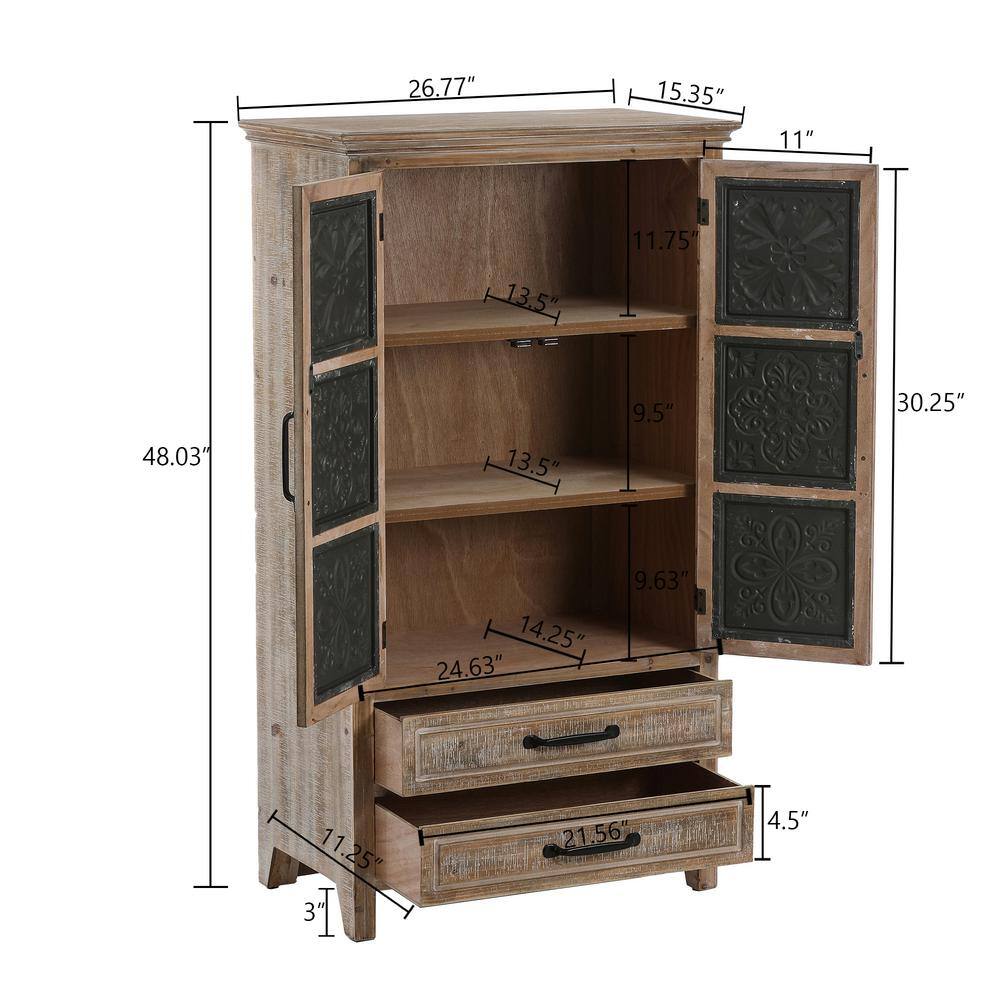 Rustic Farmhouse Wood and Metal 2-Door 2-Drawer Storage Cabinet