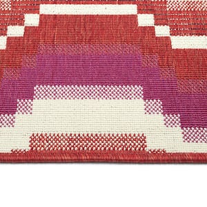 Pianta Collection Red 3'11" x 5'7" Rectangle Residential Indoor-Outdoor Area Rug