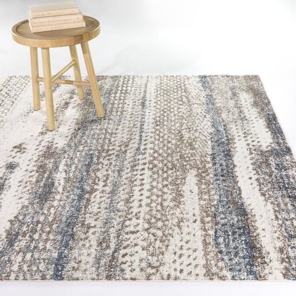 Ridgway Beige/Blue 7 ft. 10 in. x 10 ft. Abstract Area Rug