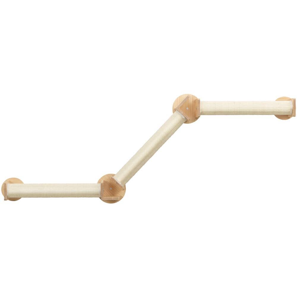 Natural and White Wall Mounted Cat Scratching Post System